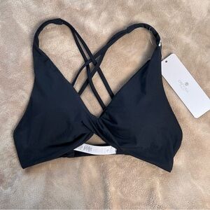 CRZ YOGA Black Twist Front Yoga Bikini Top - Size M | Athleisure Swimwear